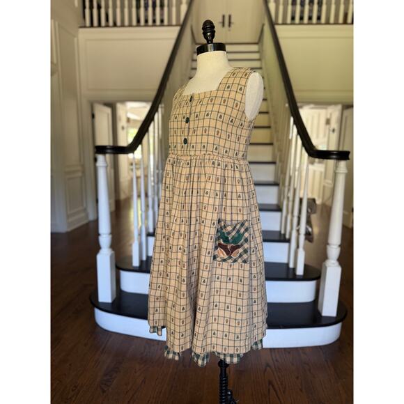 Vintage Girls Pinafore Dress Cottage Homestead Farm Modest Autumn Ruffle Church - Picture 4 of 9